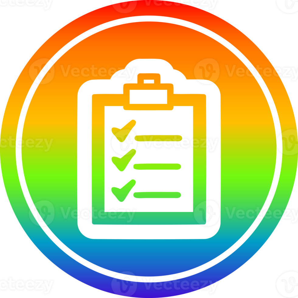 check list circular icon with rainbow gradient finish png
