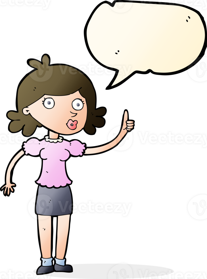 cartoon woman with idea with speech bubble png