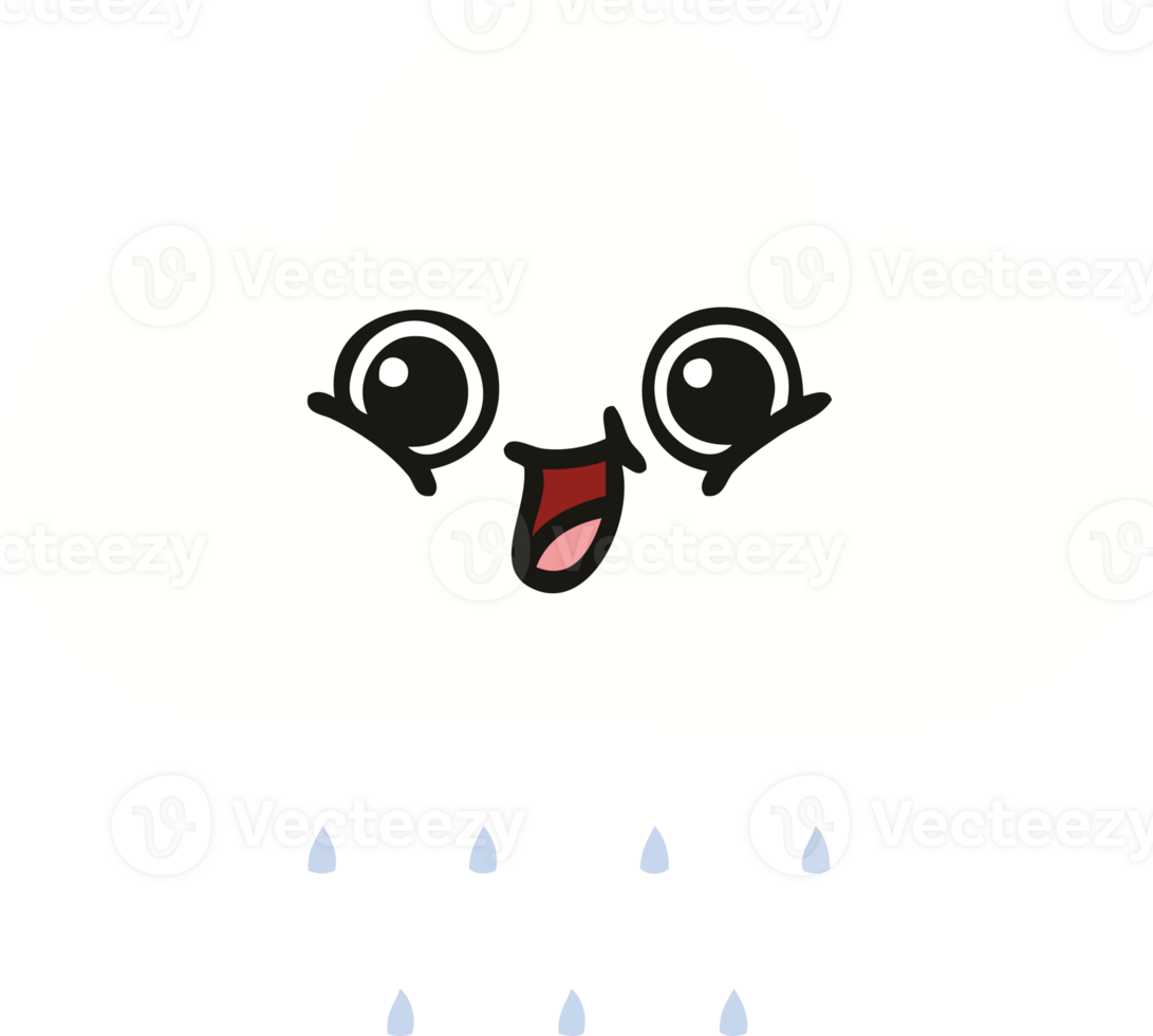 flat color retro cartoon of a rain cloud png