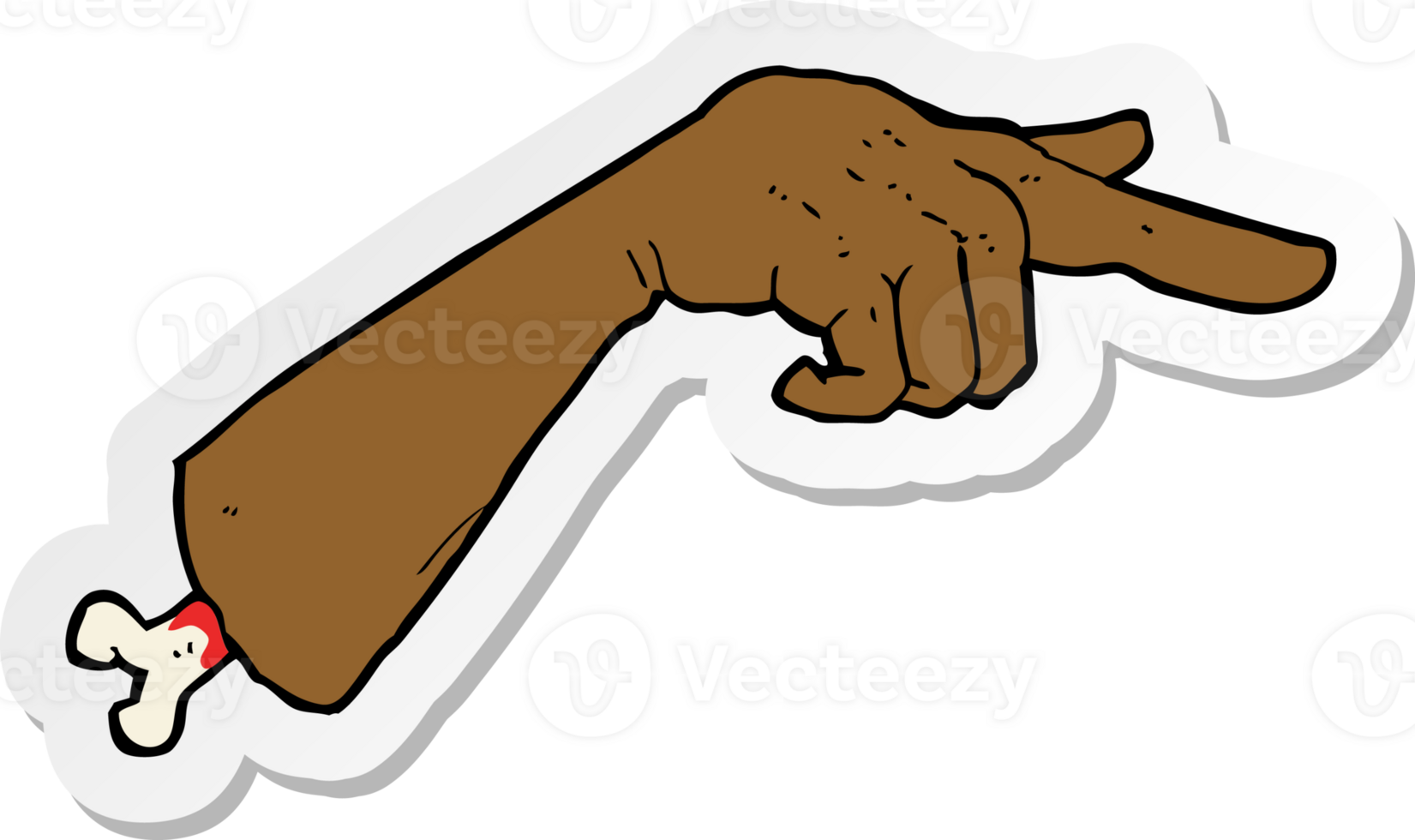 sticker of a cartoon severed pointing hand png
