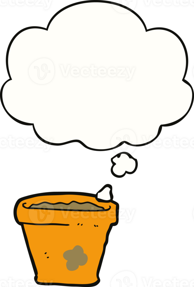 cartoon plant pot with thought bubble png