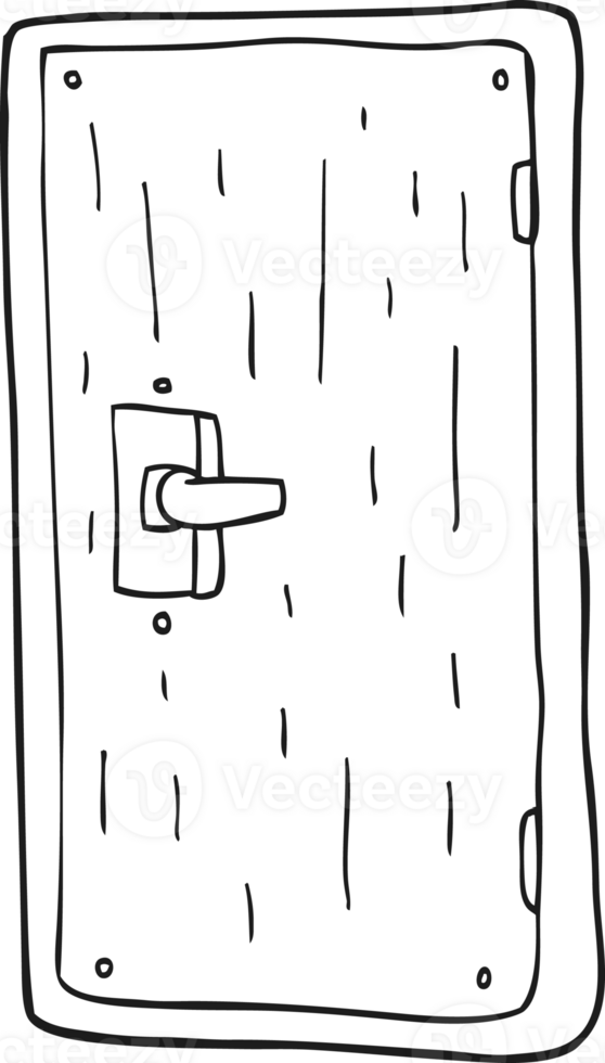 hand drawn black and white cartoon door png
