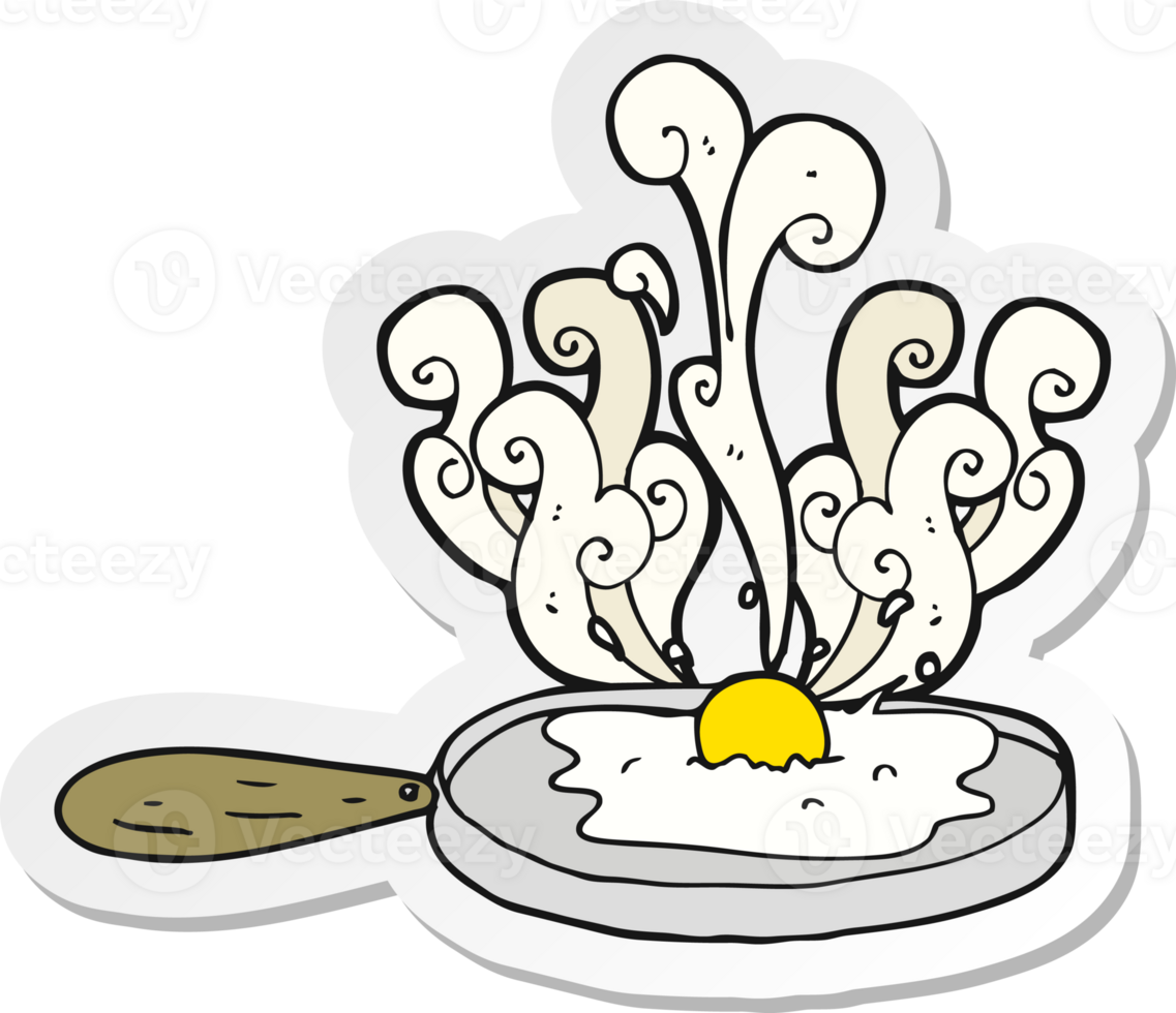 sticker of a frying cartoon egg png