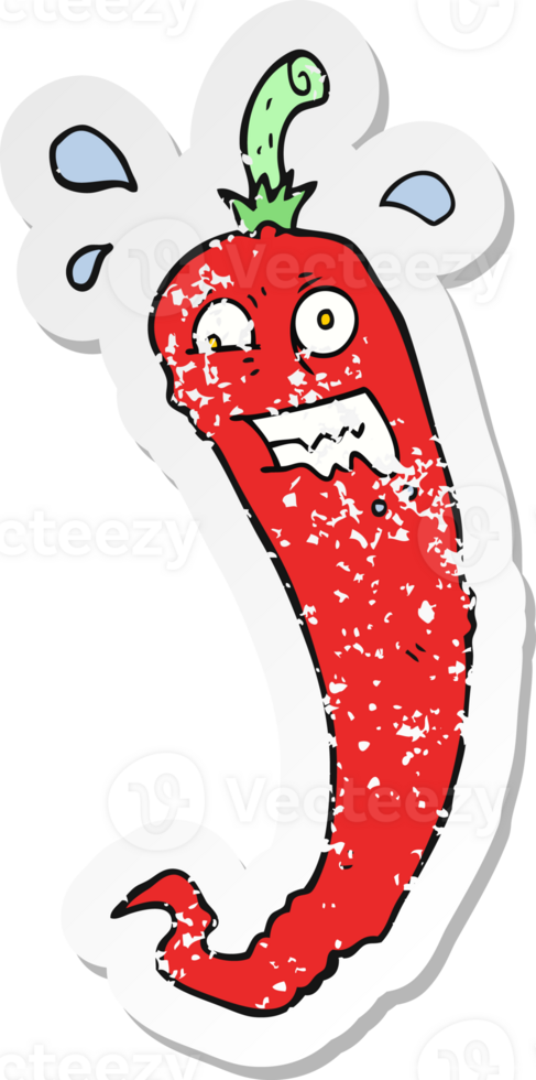 retro distressed sticker of a hot chilli pepper cartoon png
