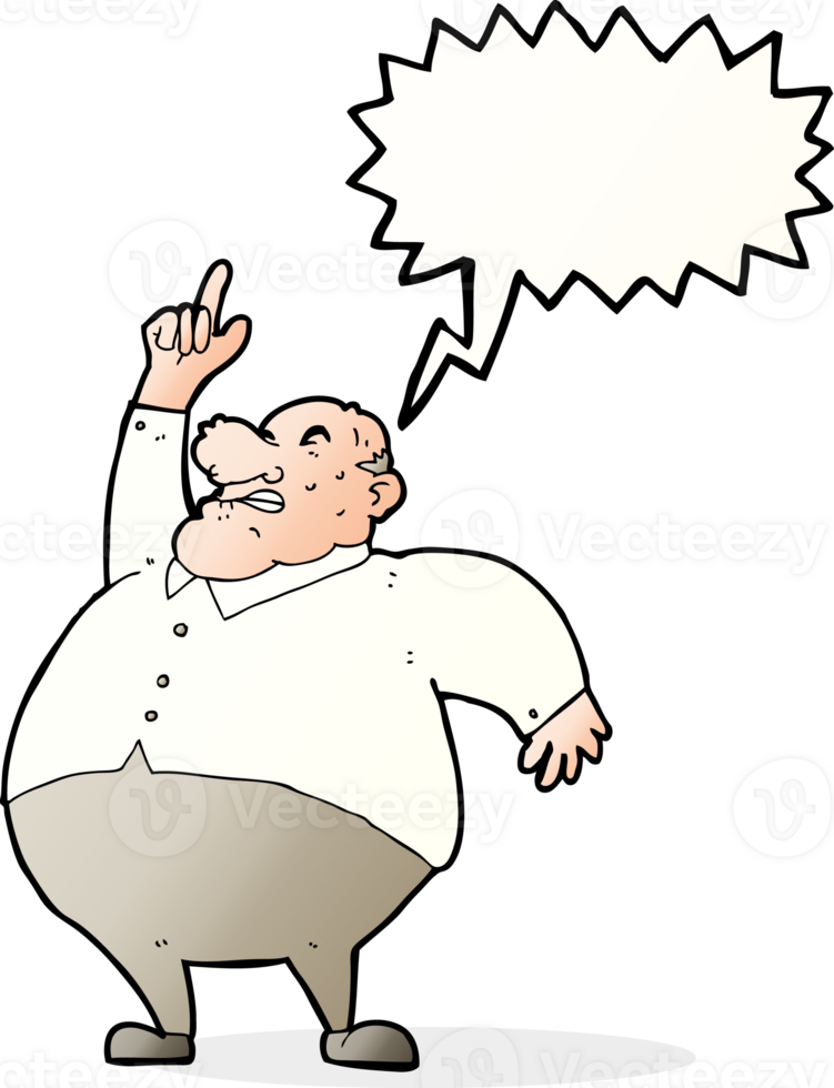cartoon big fat boss with speech bubble png