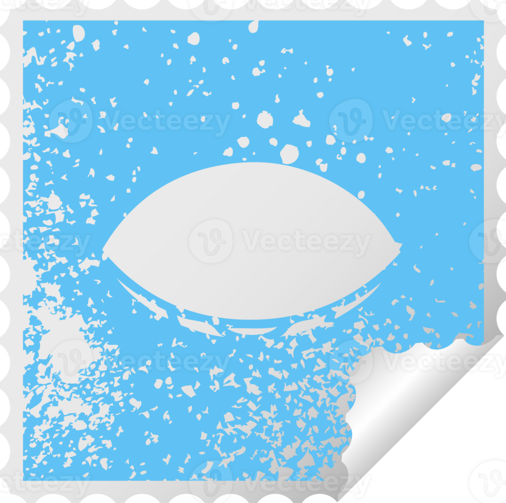 distressed square peeling sticker symbol of a sleeping eye png