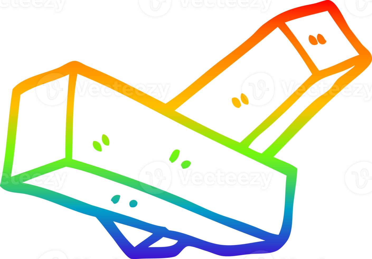 rainbow gradient line drawing of a cartoon fries png