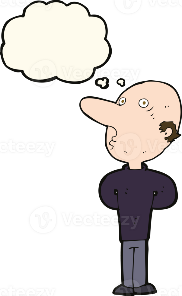 cartoon balding man with thought bubble png