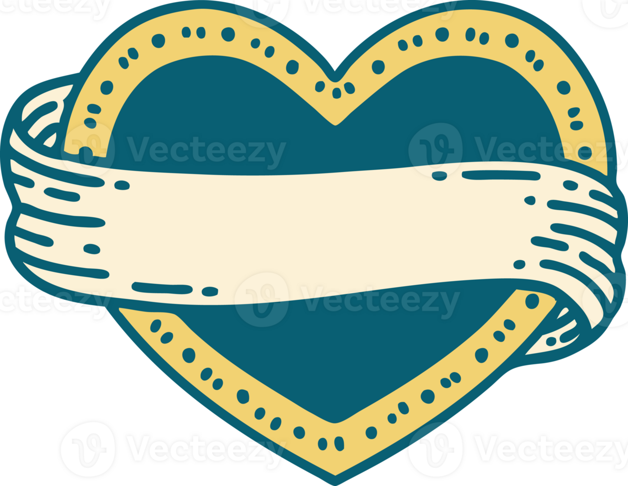 iconic tattoo style image of a heart and banner png