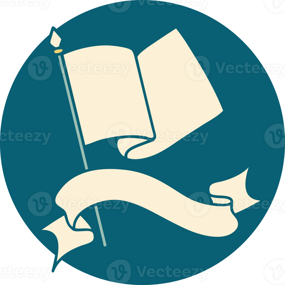 tattoo style icon with banner of a flag png