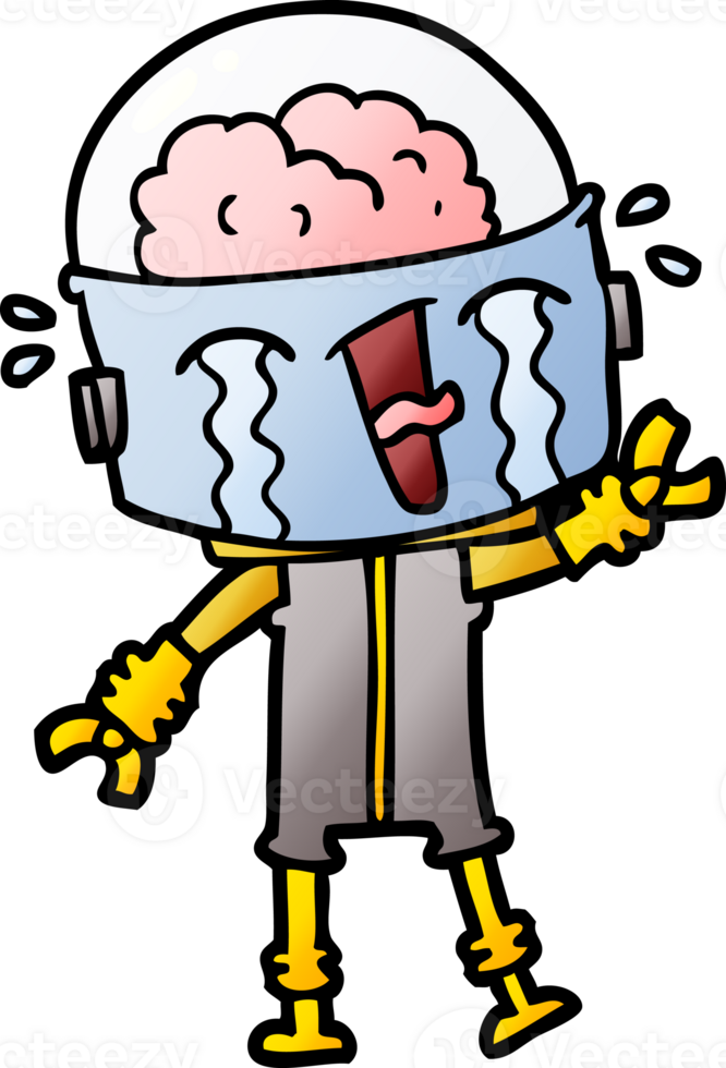cartoon crying robot waving png