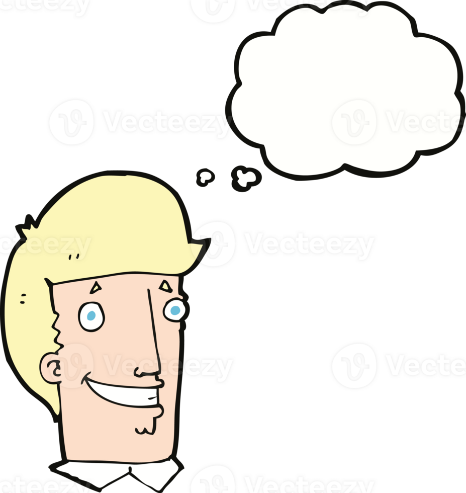 cartoon happy man with thought bubble png