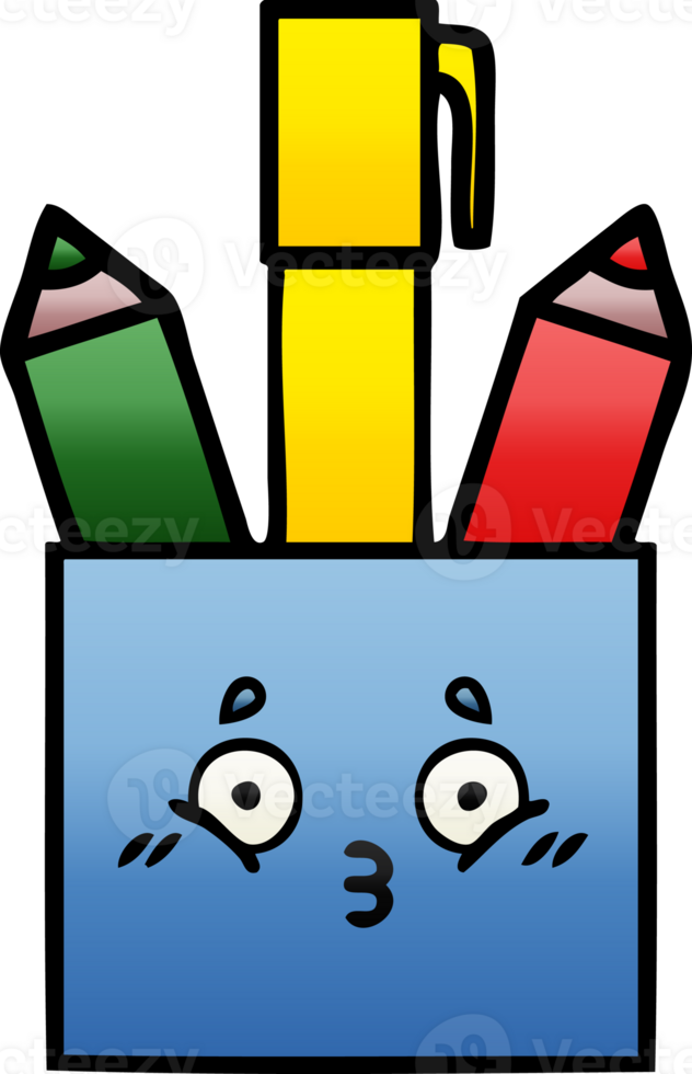 gradient shaded cartoon of a pencil pot png