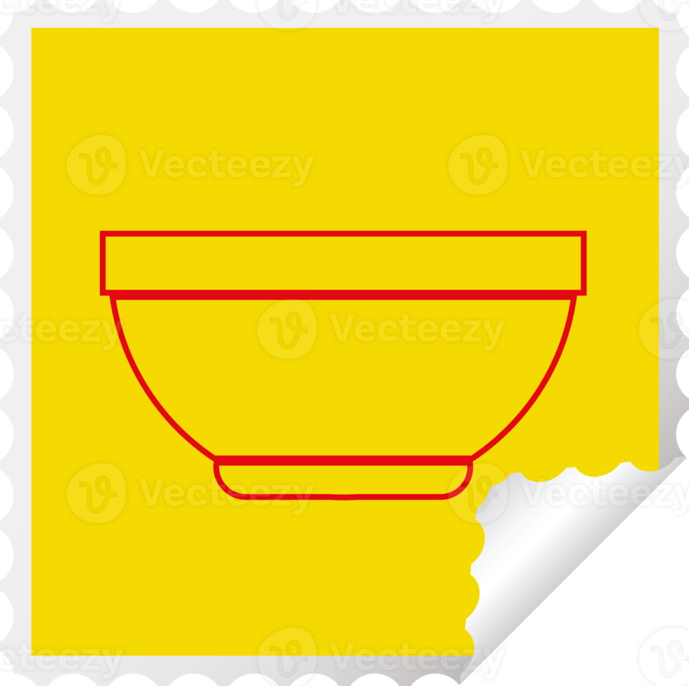 Rice bowl square peeling sticker   illustration png