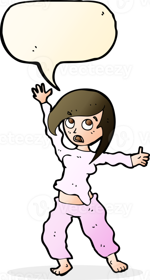 cartoon frightened woman with speech bubble png