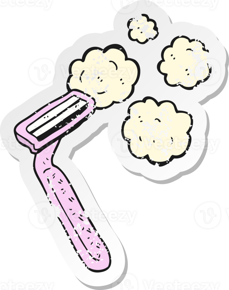 retro distressed sticker of a cartoon razor png