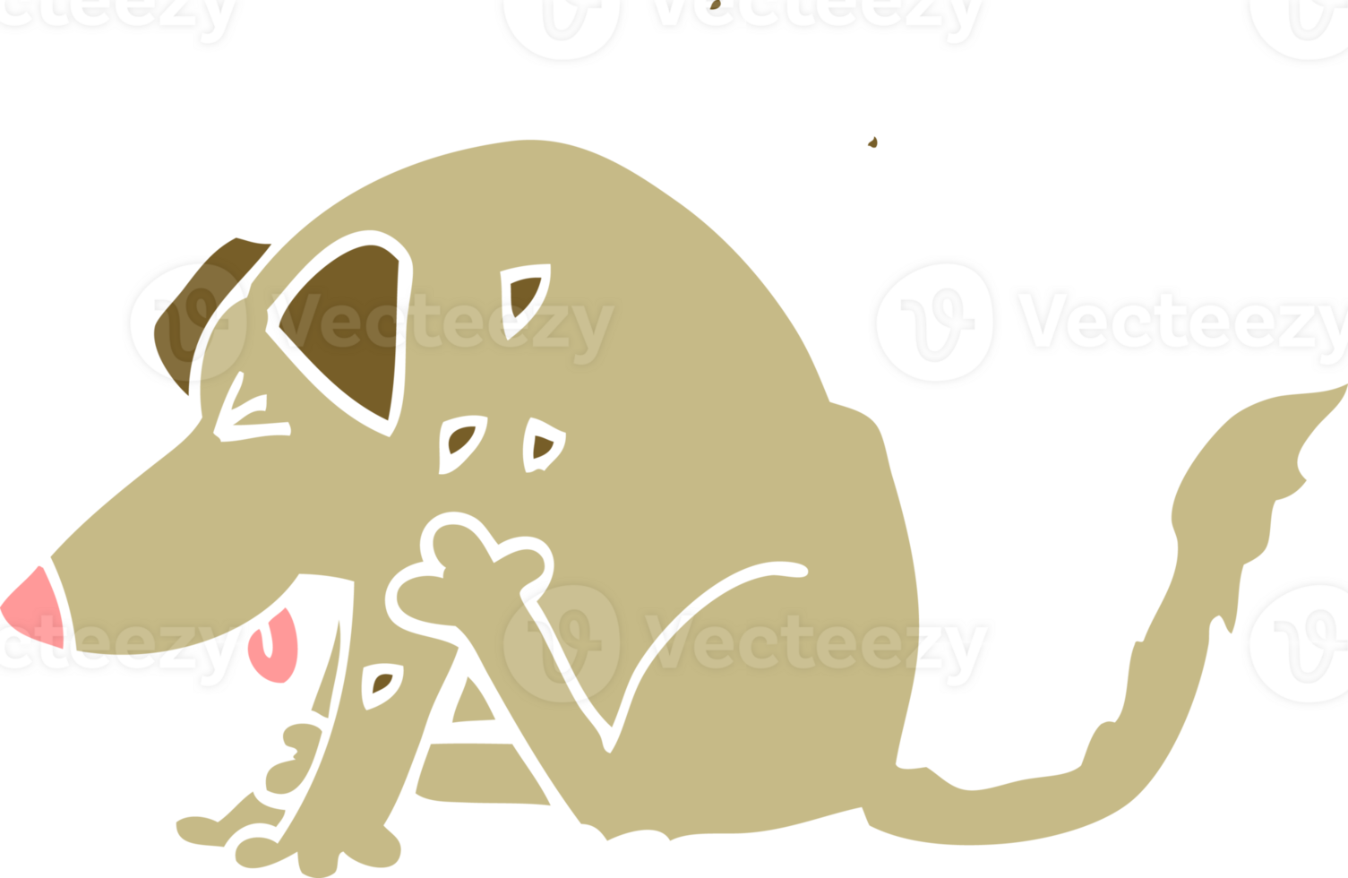 flat color illustration cartoon dog scratching png