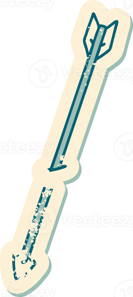 iconic distressed sticker tattoo style image of an arrow png