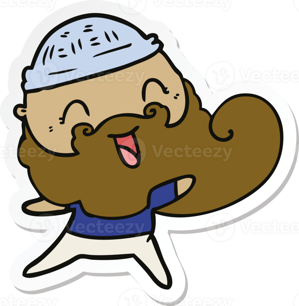 sticker of a happy man with beard and winter hat png