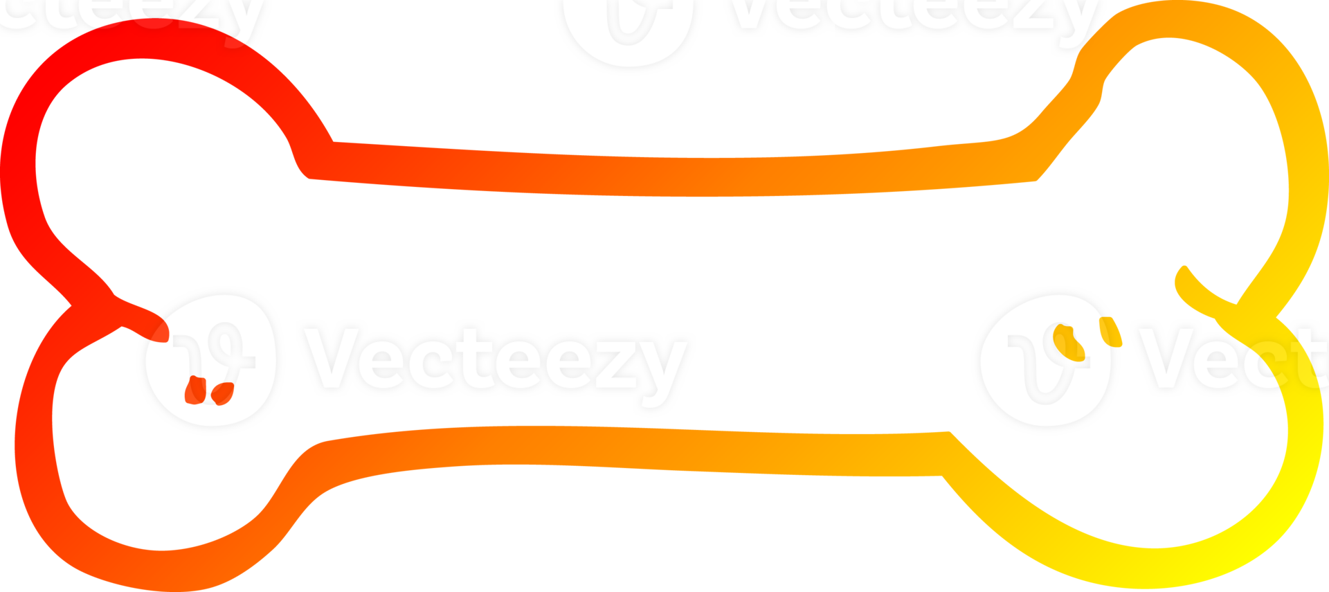 warm gradient line drawing of a cartoon bone png