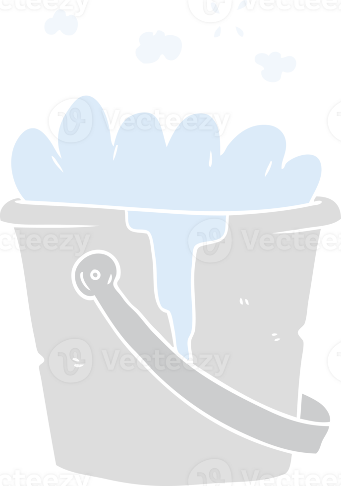 flat color style cartoon bucket of soapy water png