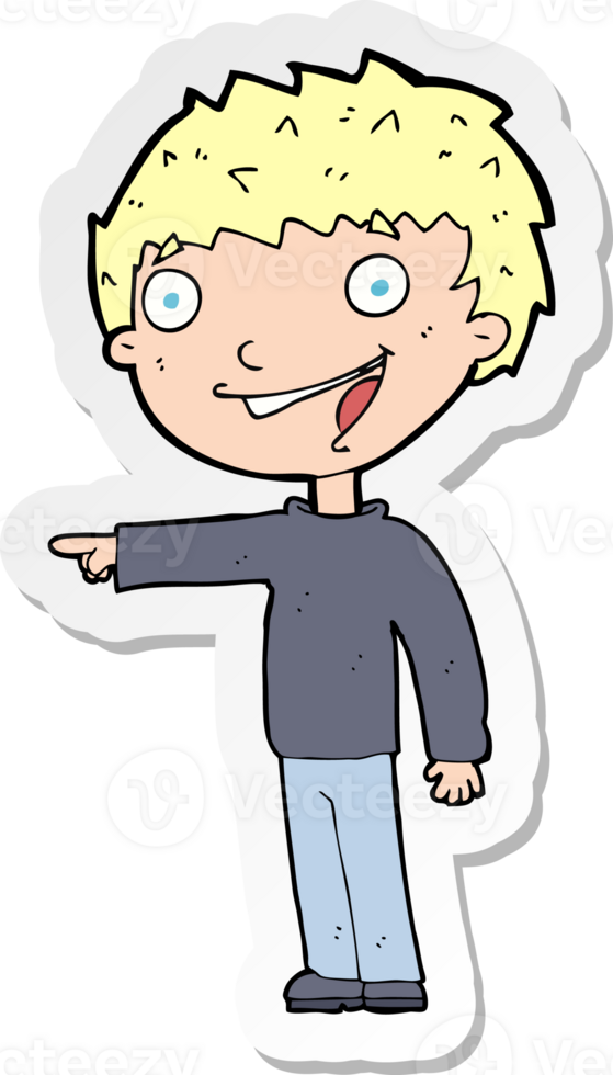 sticker of a cartoon happy boy laughing png