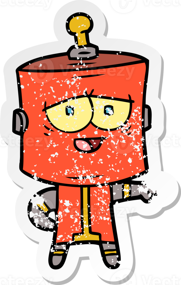 distressed sticker of a cartoon robot png