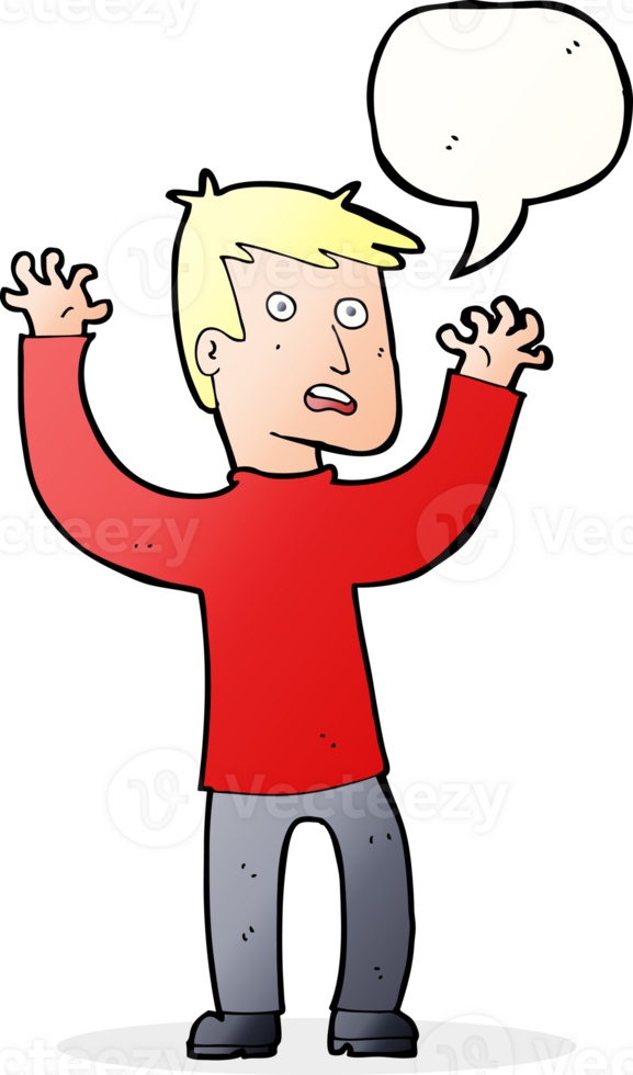 cartoon terrified man with speech bubble png
