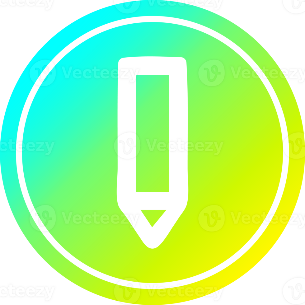 simple pencil circular icon with cool gradient finish png