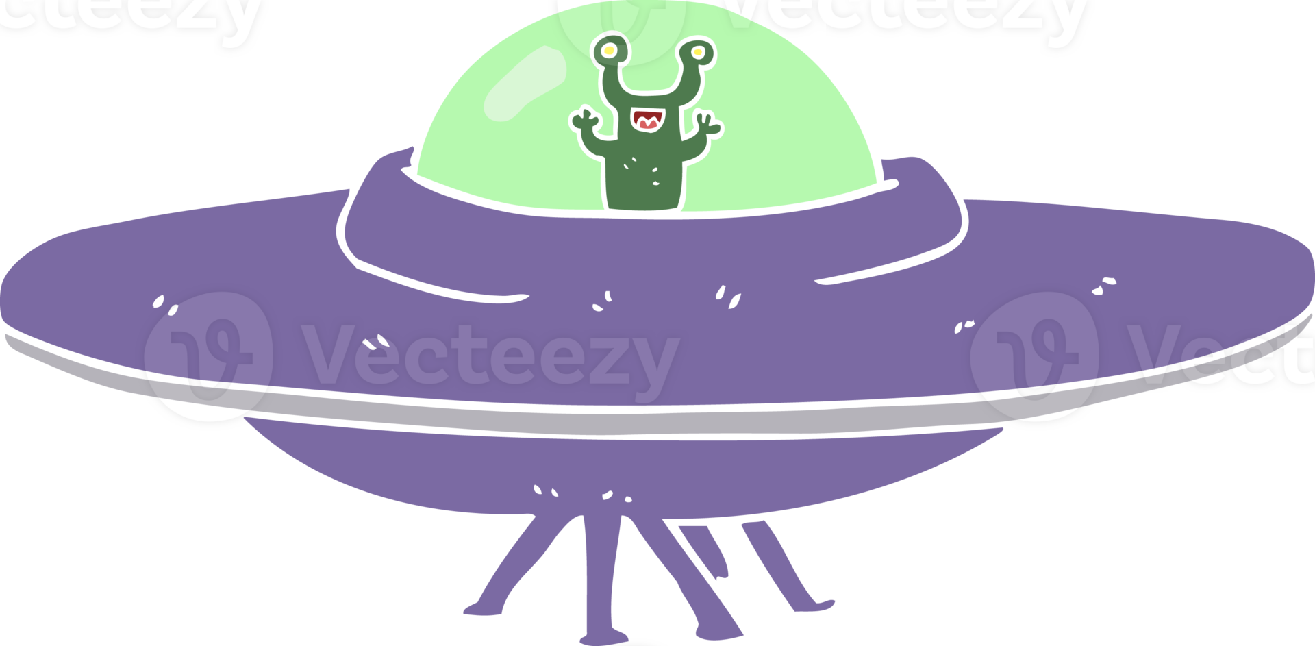 flat color illustration of alien spaceship png