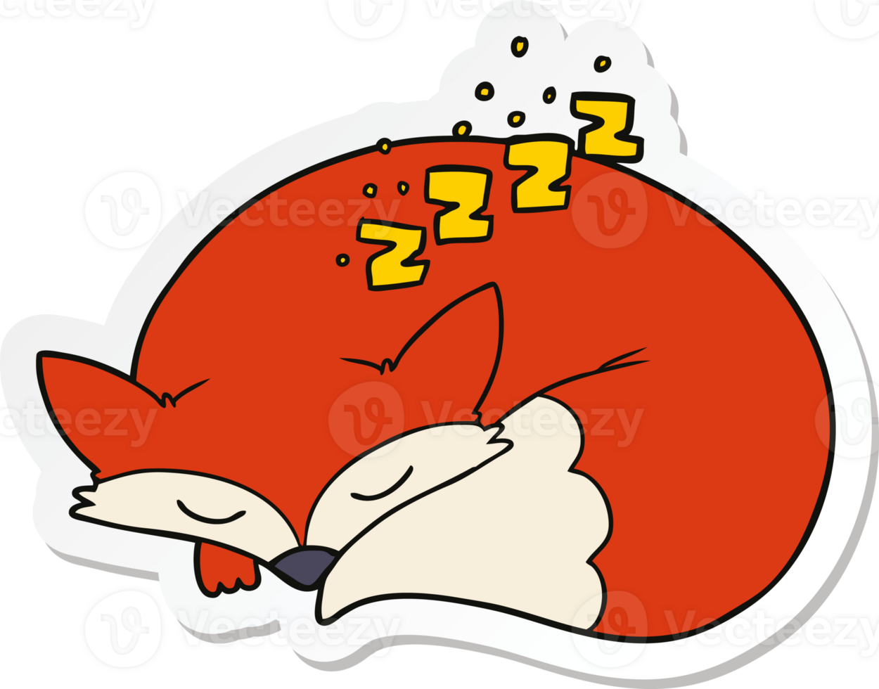 sticker of a cartoon sleeping fox png