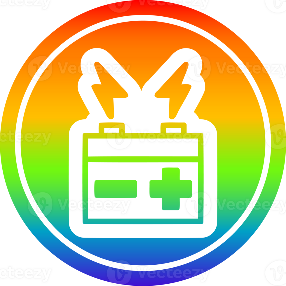 battery circular icon with rainbow gradient finish png