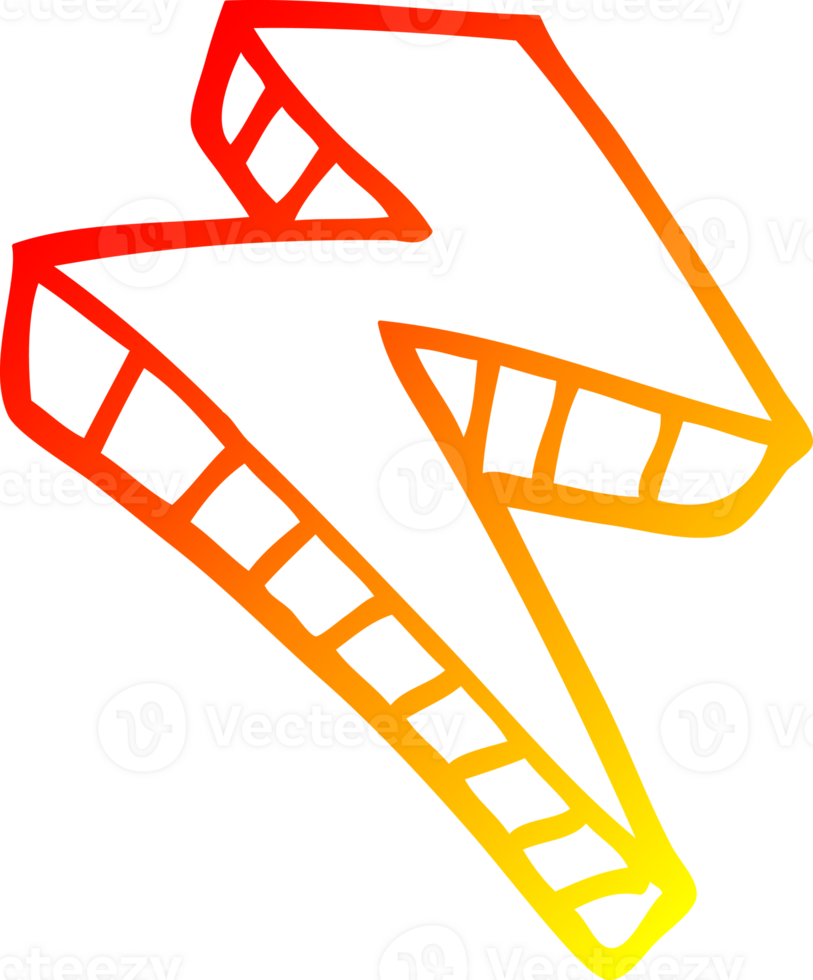 warm Gradient Linie Zeichnung von ein Karikatur Blitz Bolzen png