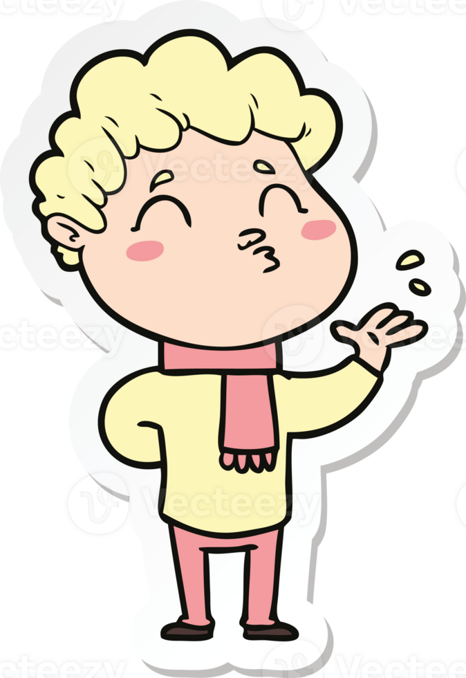 sticker of a cartoon man pouting png