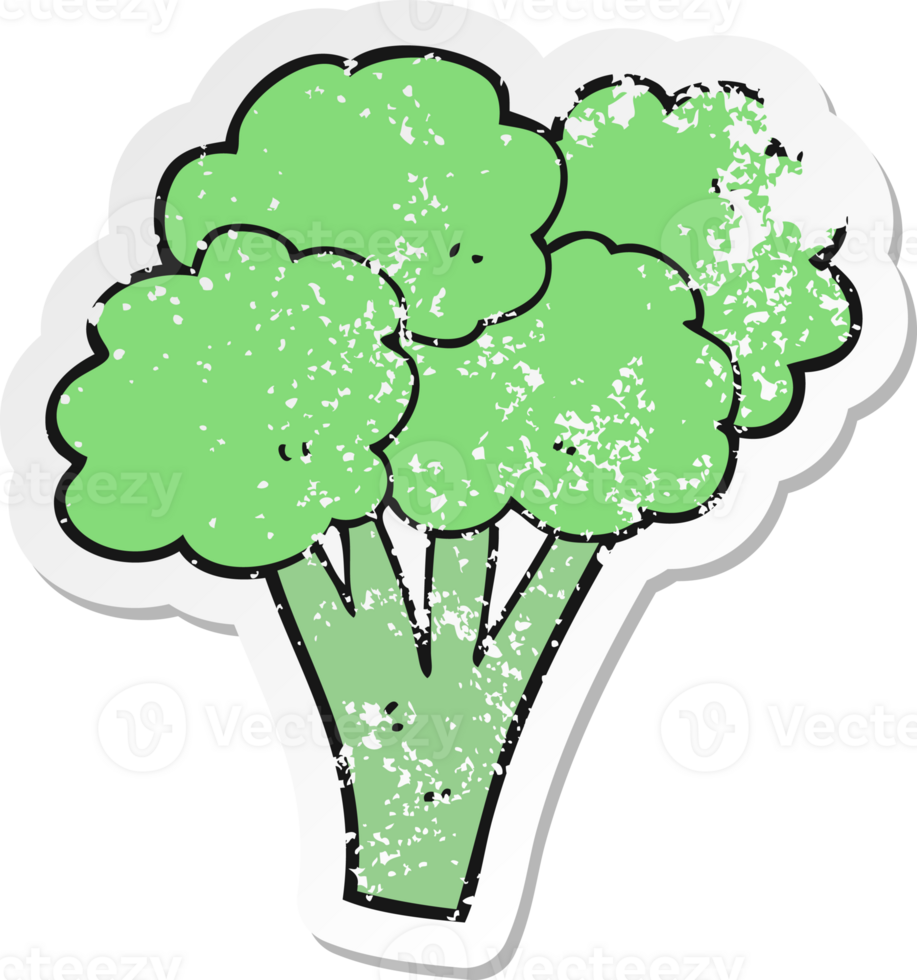 retro distressed sticker of a cartoon broccoli png