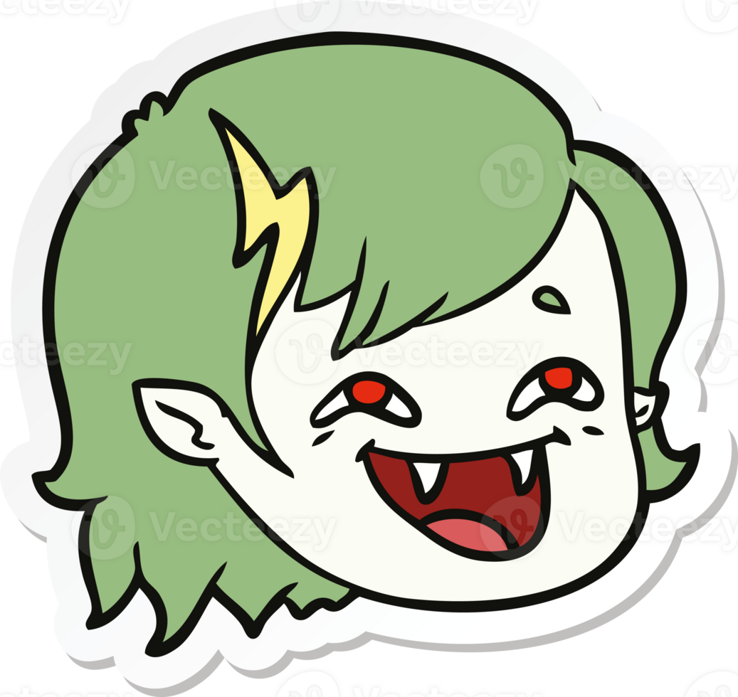 sticker of a cartoon vampire girl face png