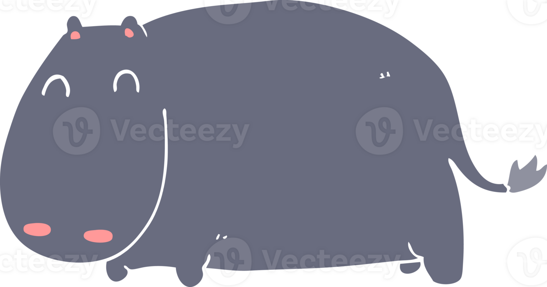 flat color style cartoon hippo png
