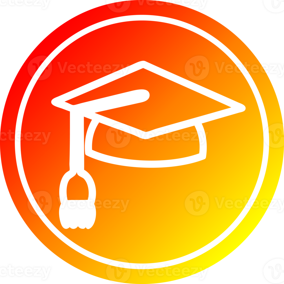 graduation cap circular icon with warm gradient finish png