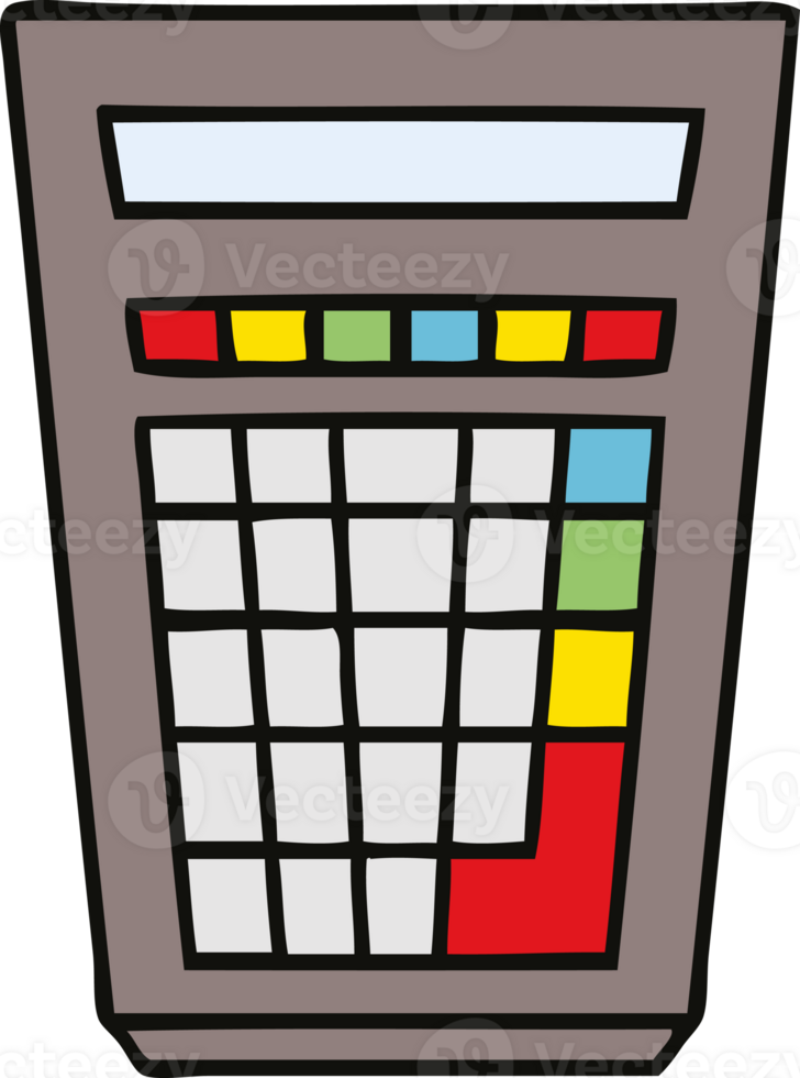 hand drawn quirky cartoon calculator png