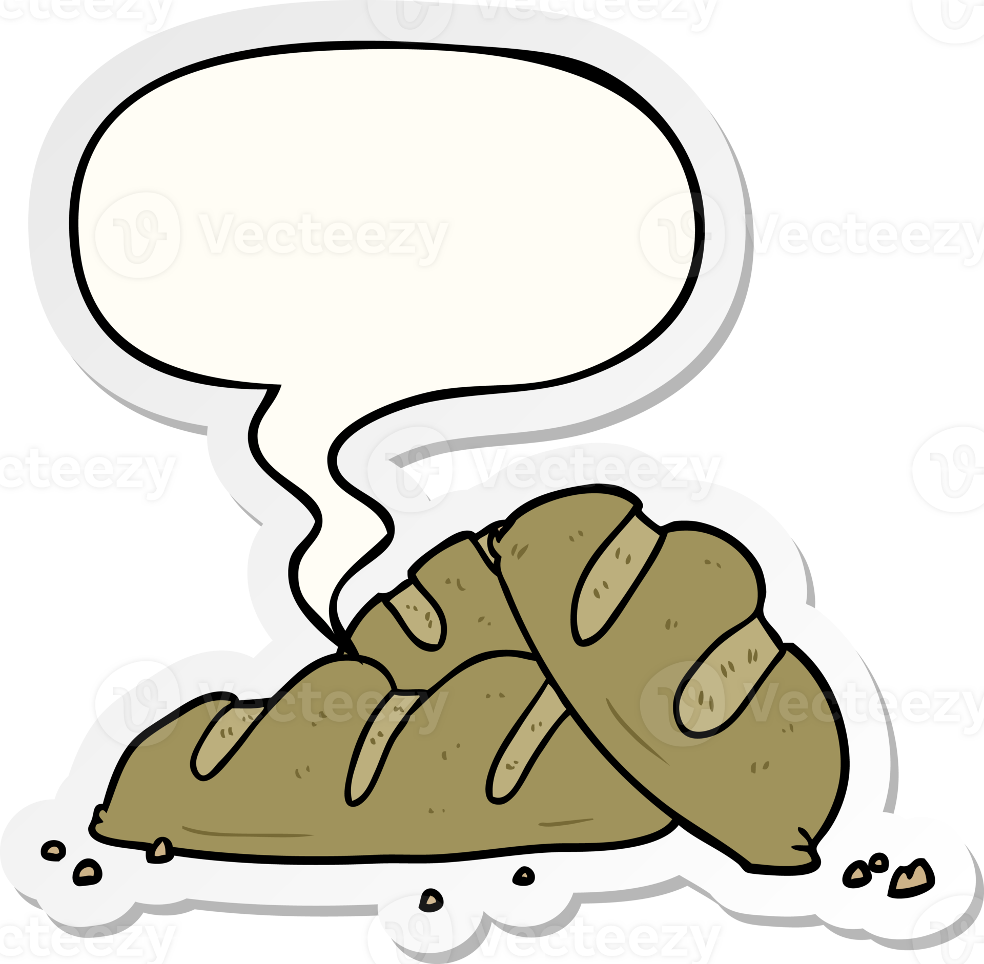 cartoon loaves of freshly baked bread with speech bubble sticker