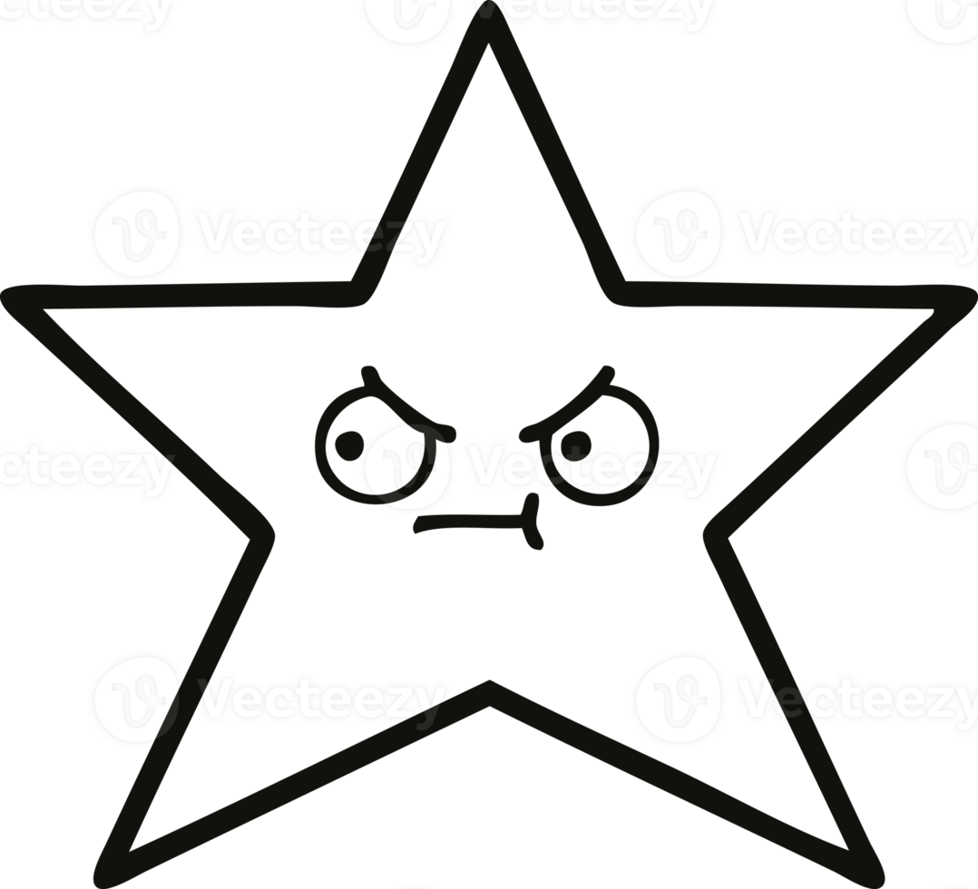 line drawing cartoon of a gold star png