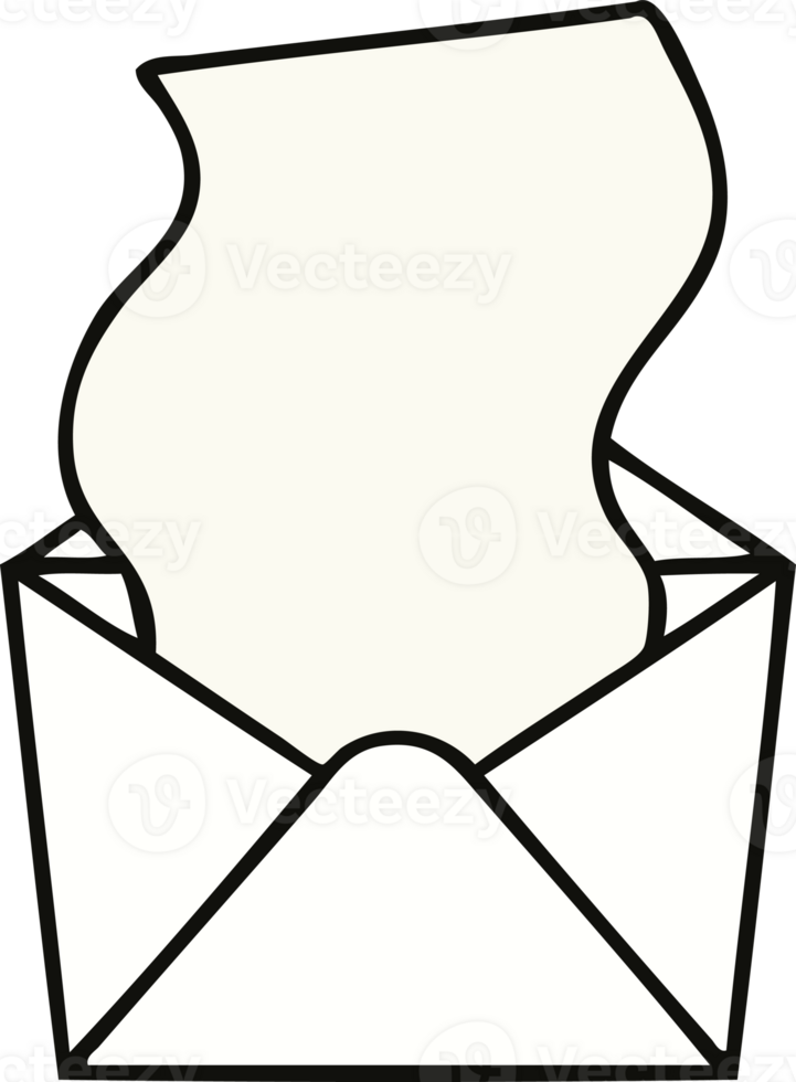 hand drawn quirky cartoon letter and envelope png