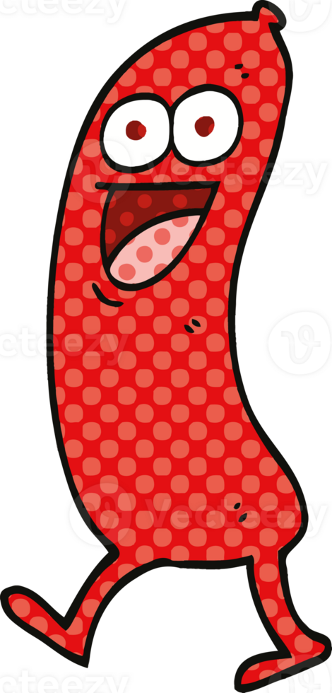 happy comic book style cartoon sausage png