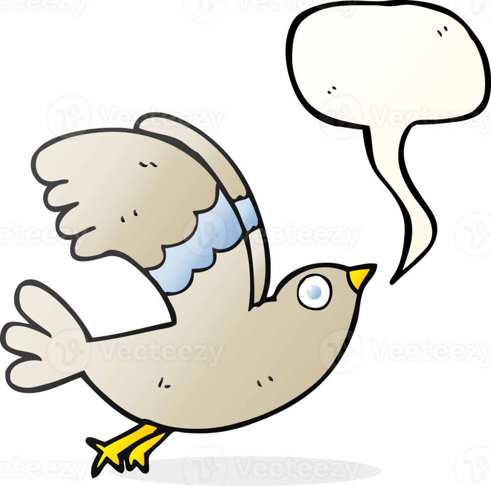 hand drawn speech bubble cartoon bird png