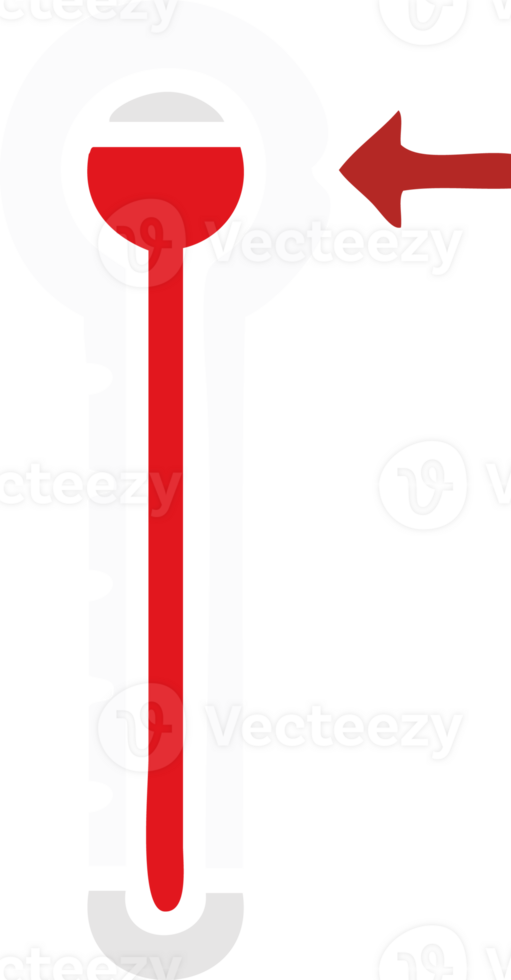 flat color retro cartoon of a hot thermometer png