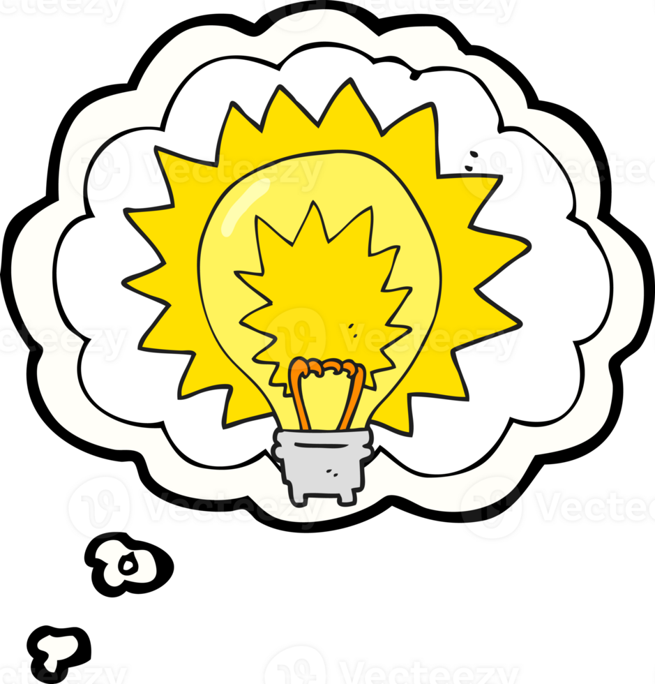 hand drawn thought bubble cartoon light bulb shining png