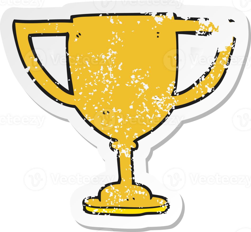 retro distressed sticker of a cartoon sports trophy png