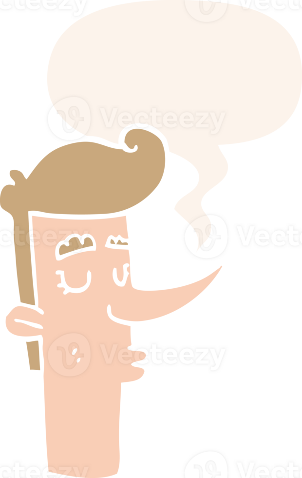 cartoon arrogant man with speech bubble in retro style png