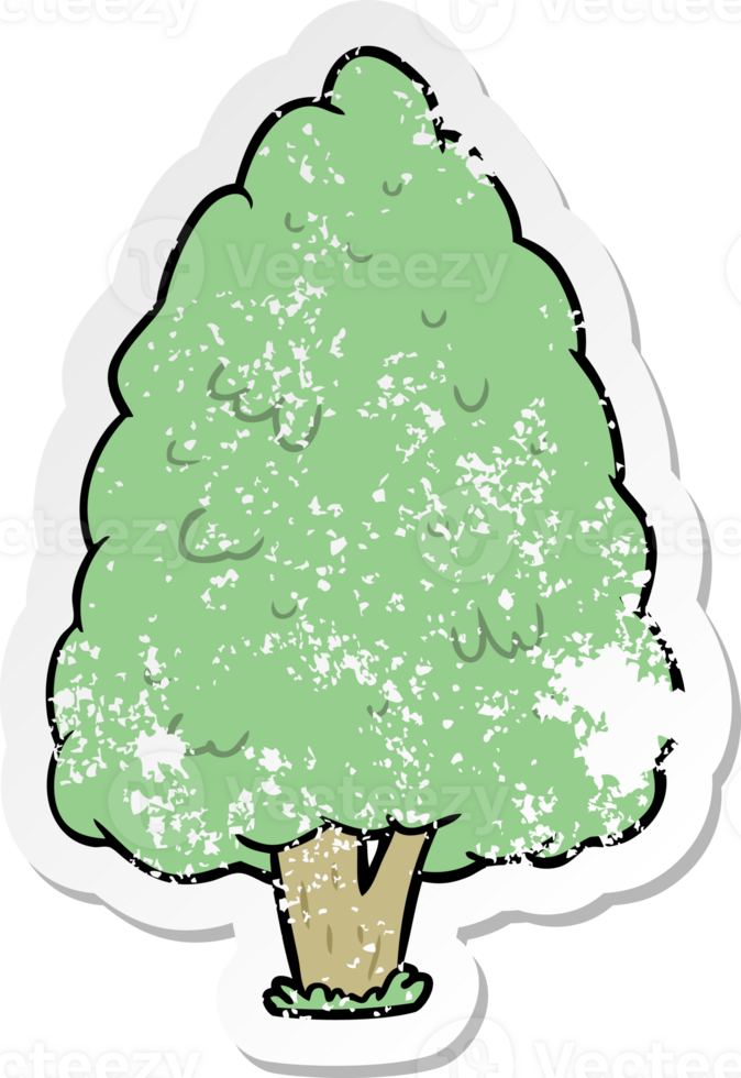 distressed sticker of a cartoon tall tree png