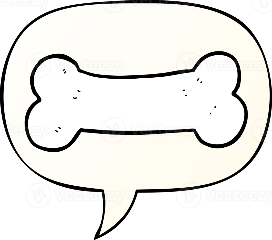 cartoon bone with speech bubble in smooth gradient style png